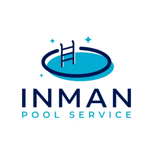 Logo for Inman Pool Service featuring a stylized swimming pool with a ladder and sparkling effects, highlighting their expertise in marketing and website design above the words “INMAN Pool Service” in bold blue lettering on a white background.
